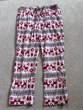 Hanna Andersson Large Pajama Pants Flannel Cotton Christmas Red Reindeer